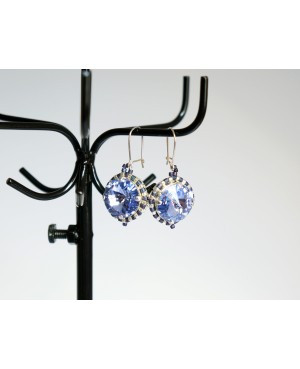 Boucles d'oreilles bleues / violettes et argent Boucles d'oreilles
