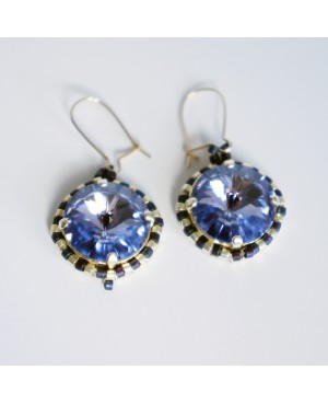 Boucles d'oreilles bleues / violettes et argent Boucles d'oreilles