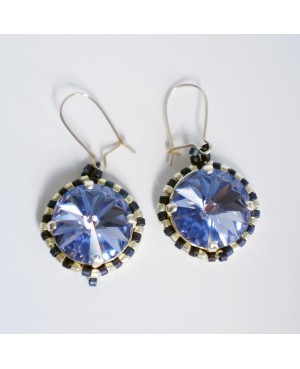 Boucles d'oreilles bleues / violettes et argent Boucles d'oreilles