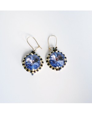 Boucles d'oreilles bleues / violettes et argent Boucles d'oreilles