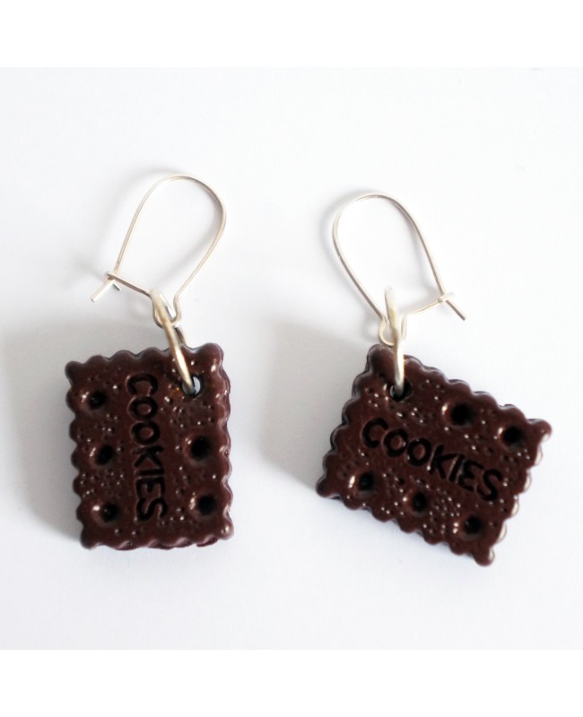 Boucles d'oreilles biscuits ou cookies au chocolat