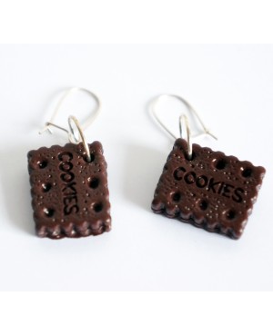 Boucles d'oreilles biscuits ou cookies au chocolat Boucles d'oreilles