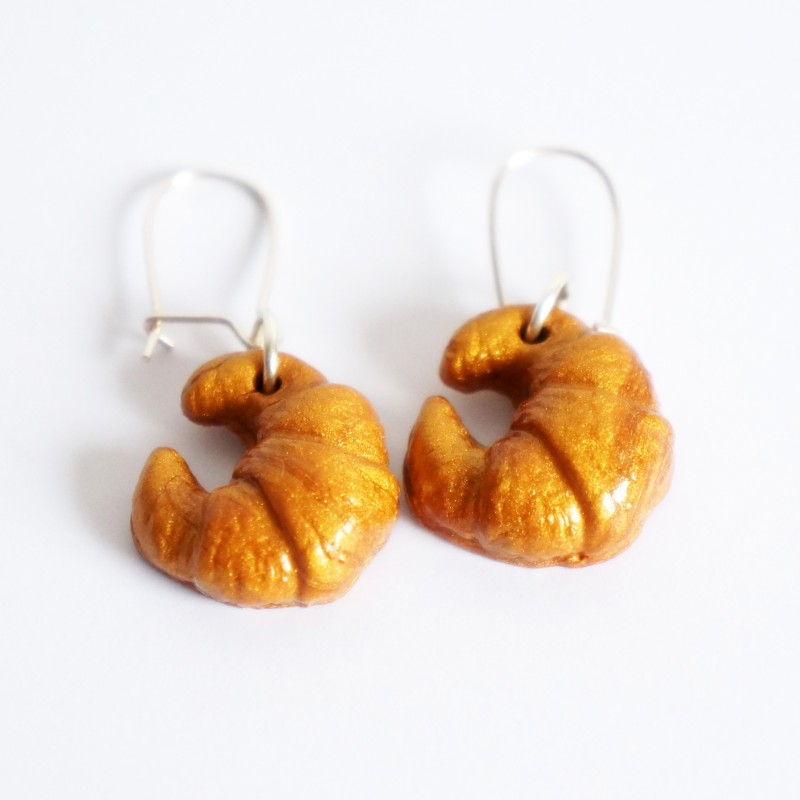 Boucles d'oreilles gourmandes en forme de croissants