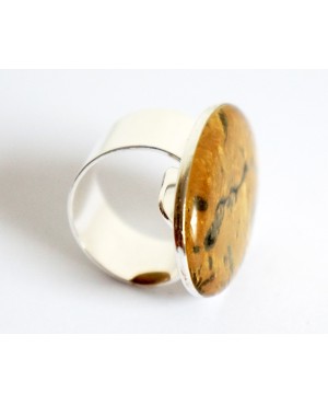 Grande bague ajustable dorée et argentée en peinture et résine Painted resin rings