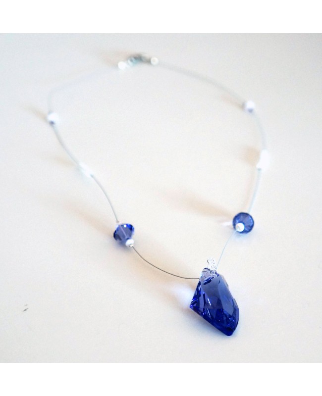 Collier violet "tanzanite" en perles de cristal