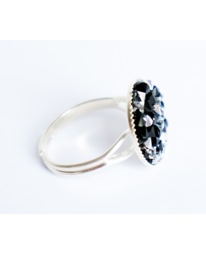 Bague "noir et blanc" avec toupies en cristal de Swarovski Bead and Swarovski crystal rings