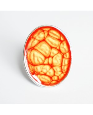 Bague ajustable ovale orange avec des reflets jaunes Bagues en peinture et résine