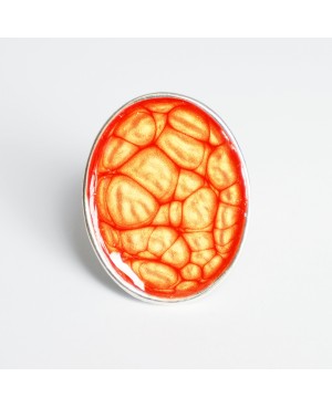 Bague ajustable ovale orange avec des reflets jaunes Bagues en peinture et résine