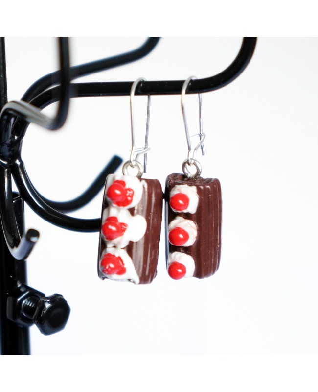 Boucles d'oreilles gourmandes bûches de Noël