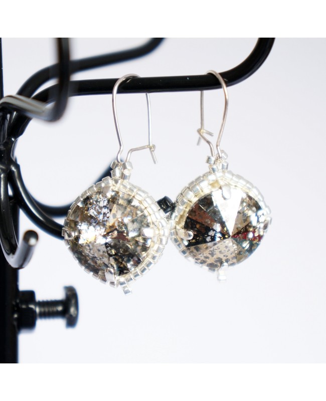 Boucles d'oreilles fantaisie tâchetées à reflets dorés en cristal de Swarovski