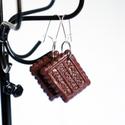 Boucles d'oreilles gourmandes biscuits au chocolat