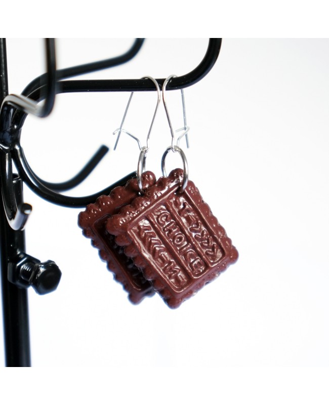 Boucles d'oreilles gourmandes biscuits au chocolat