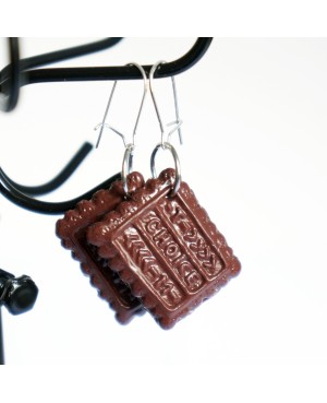 Boucles d'oreilles gourmandes biscuits au chocolat Boucles d'oreilles