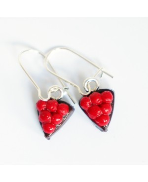 Earings handmade "chocolate cake with cherries topping" Earrings