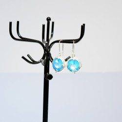 Boucles d'oreilles fantaisie bleues et argentées en cristal de Swarovski et délicas