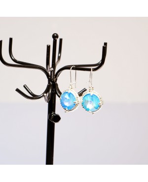 Blue earings handmade with crystal beads (Swarovski) and delicas Earrings