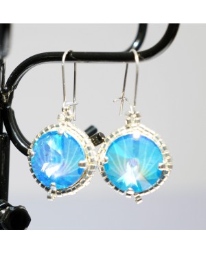 Blue earings handmade with crystal beads (Swarovski) and delicas Earrings