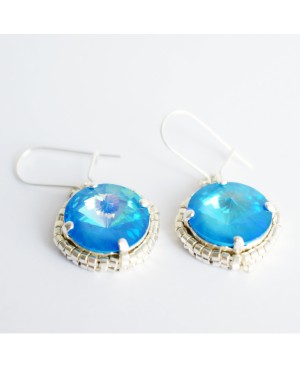 Blue earings handmade with crystal beads (Swarovski) and delicas Earrings