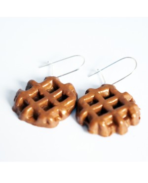 Boucles d'oreilles gourmandes en gaufres de Liège Boucles d'oreilles