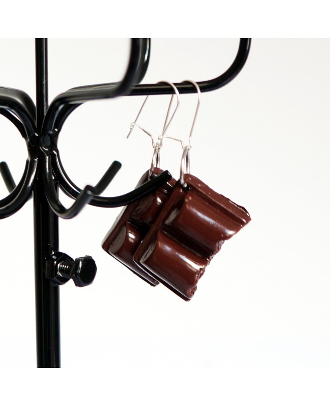 Boucles d'oreilles gourmandes carreaux de chocolat