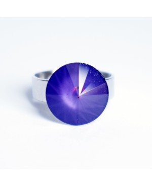 Purple adjustable ring “Solitaire” Swarovski crystal ring