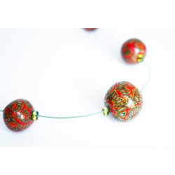 Collier rouge et vert - perles réalisées à la main en Fimo