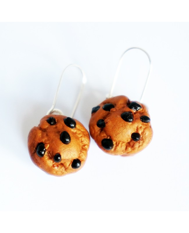 Boucles d'oreilles gourmandes muffins aux pépites de chocolat