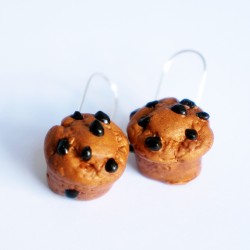 Boucles d'oreilles gourmandes muffins aux pépites de chocolat