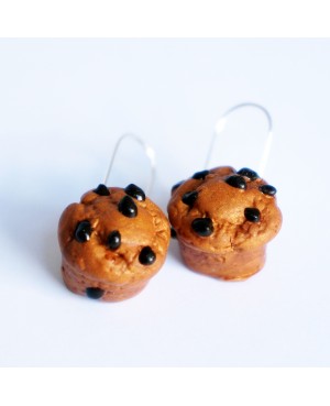 Boucles d'oreilles gourmandes muffins aux pépites de chocolat Boucles d'oreilles