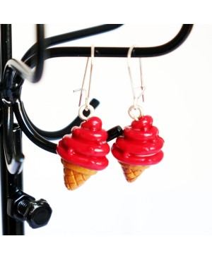 Handmade Earrings Strawberry Ice Cream Earrings