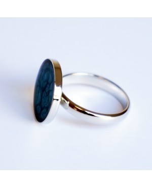 Small Blue Ring made with paint and resin Painted resin rings