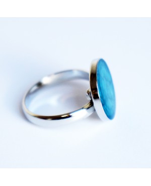 Small Blue Ring made with paint and resin Painted resin rings