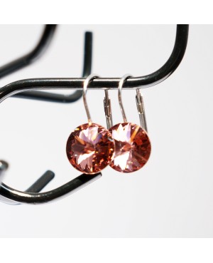 Petites boucles d'oreilles roses en cristal Boucles d'oreilles