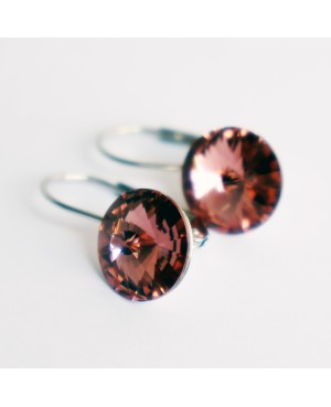 Petites boucles d'oreilles roses en cristal Boucles d'oreilles