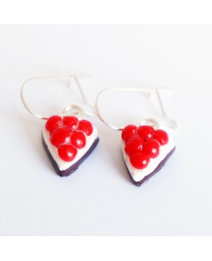 Handmade chocolat and cherries pie earrings Earrings