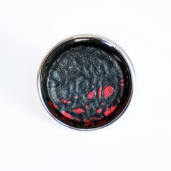 Grande bague ajustable noire et rouge en peinture et résine