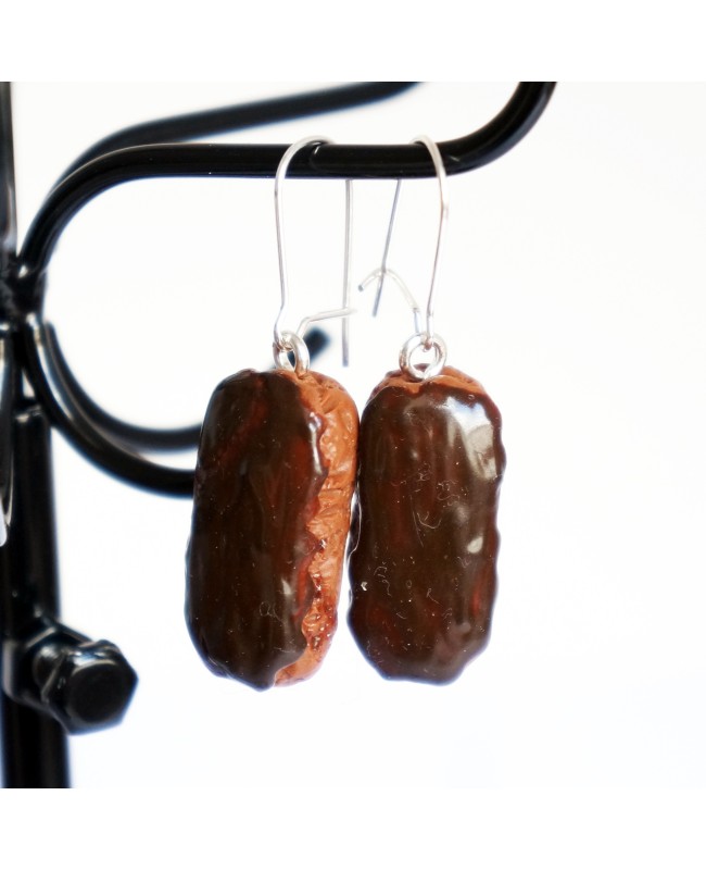 Boucles d'oreilles gourmandes éclairs au chocolat