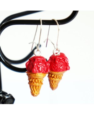 Boucles d'oreilles cornets de glace à la fraise Boucles d'oreilles