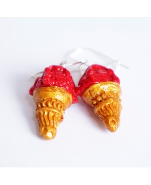 Strawberry ice cream cone earrings Earrings