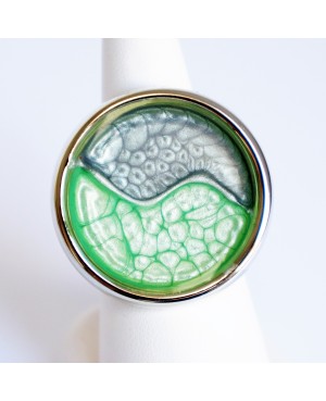 Grande bague ajustable bleue et verte en peinture et résine Bagues en peinture et résine