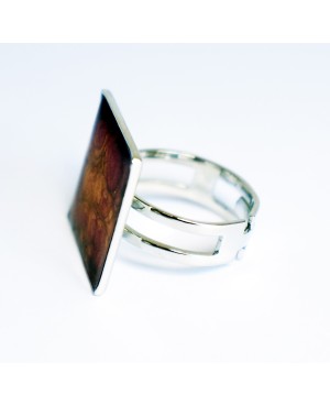 Square yellow and pink scale-look ring Painted resin rings