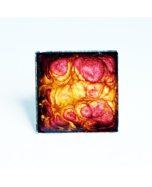 Bague carrée jaune et rose à écailles Bagues en peinture et résine