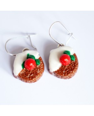 Boucles d'oreilles gâteau au chocolat, coulis blanc et fraise Boucles d'oreilles