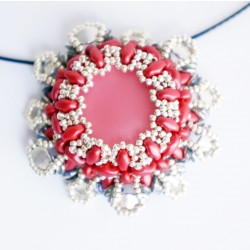 Pendentif baroque rouge et argent en perles