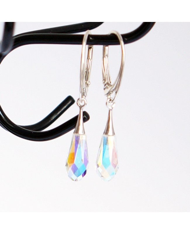 Boucles d'oreilles "gouttes" en argent et cristal de Swarovski