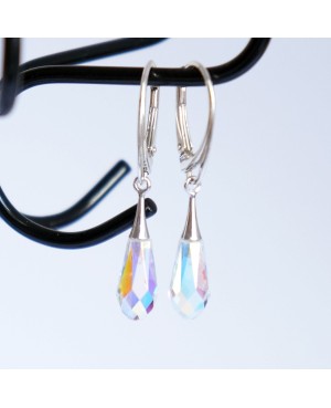 Silver and Swarovski crystal teardrop earrings Earrings