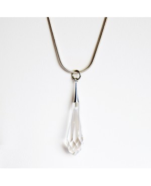Pendentif "goutte" en cristal de Swarvoski avec chaîne en argent Pendentifs en perles et cristal
