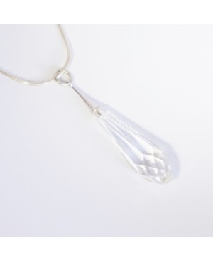 Pendentif "goutte" en cristal de Swarvoski avec chaîne en argent Pendentifs en perles et cristal