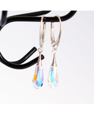 Parure boucles d'oreilles et pendentif "gouttes" en argent et cristal de Swarovski Parures