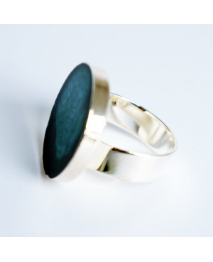 Painted resin turquoise and black ring Painted resin rings